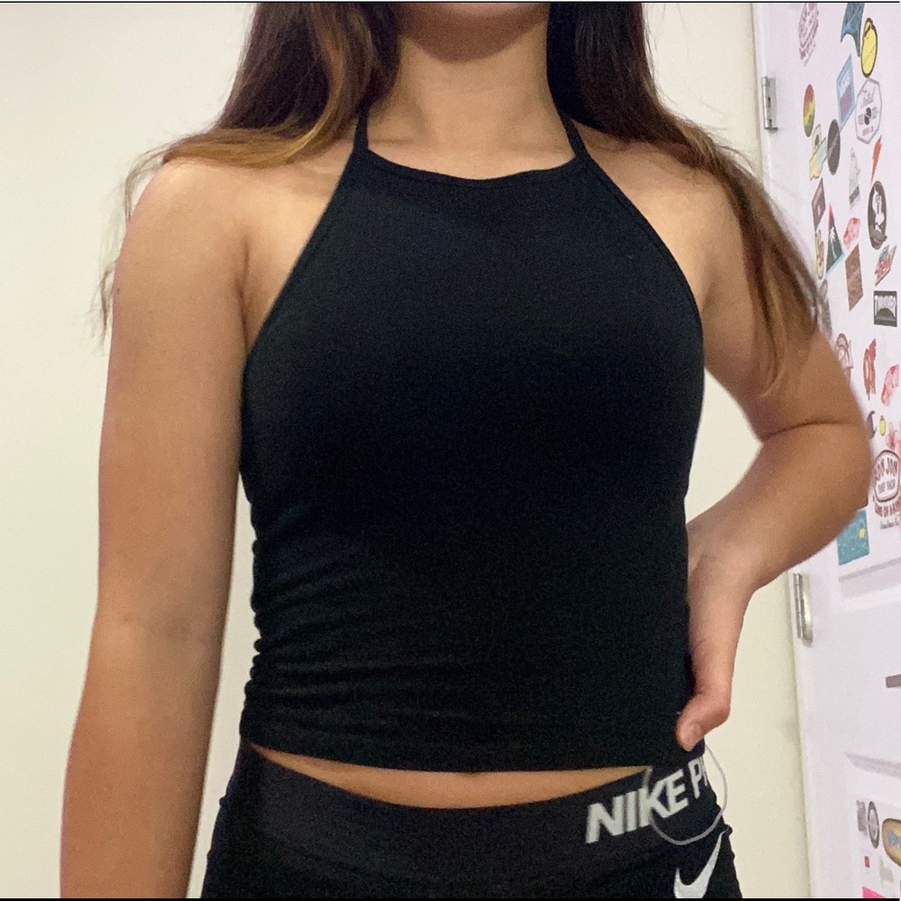 black hollister halter top